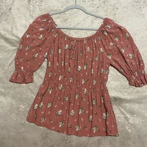 No Boundaries Dusty Rose Floral Blouse